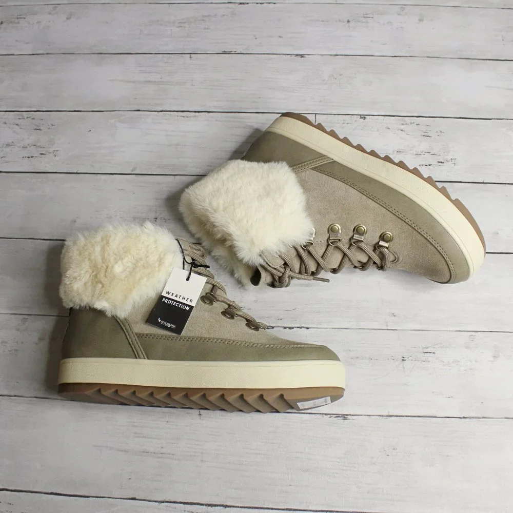 Koolaburra by Ugg Women's Winter Boots Size 8 Suede Leather Lace Fur